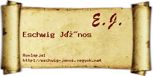Eschwig János névjegykártya